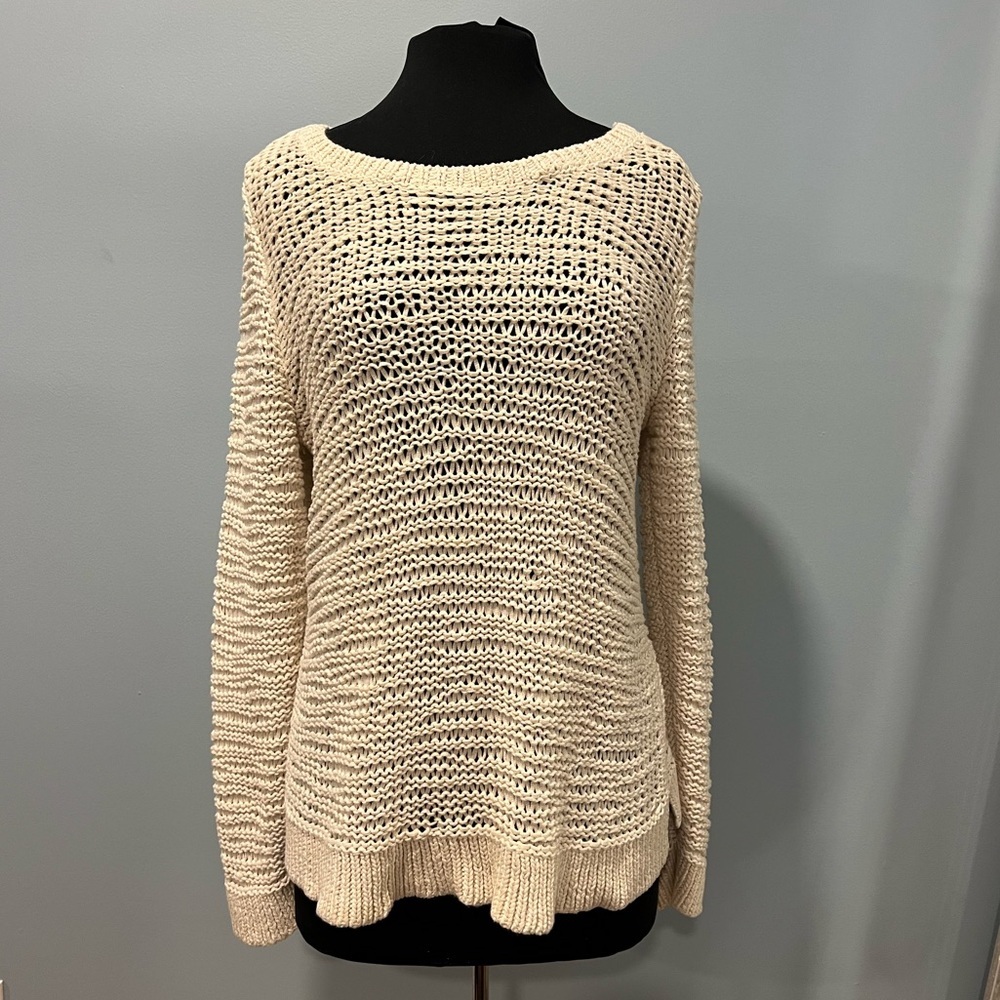 EILEEN FISHER hand knit ivory year round sweater